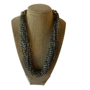 Vintage Multi Strand Glass Silver Beads Necklace Gift  Fashion Jewelry